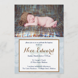 Baptism Blessings Blue Christening Invitation Kaart