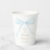 Baptism blue bow papieren bekers (Achterkant)