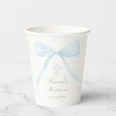Baptism blue bow papieren bekers (Voorkant)