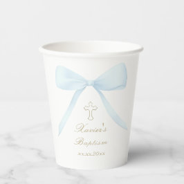 Baptism blue bow  papieren bekers