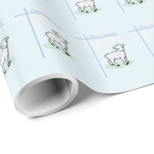 Baptism Blue Boy Lamb,  Cadeaupapier