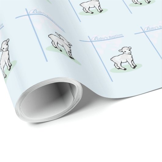 Baptism Blue Boy Lamb,  Cadeaupapier (Rol Hoek)