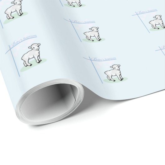 Baptism Blue Boy Lamb,  Cadeaupapier (Rol Hoek)