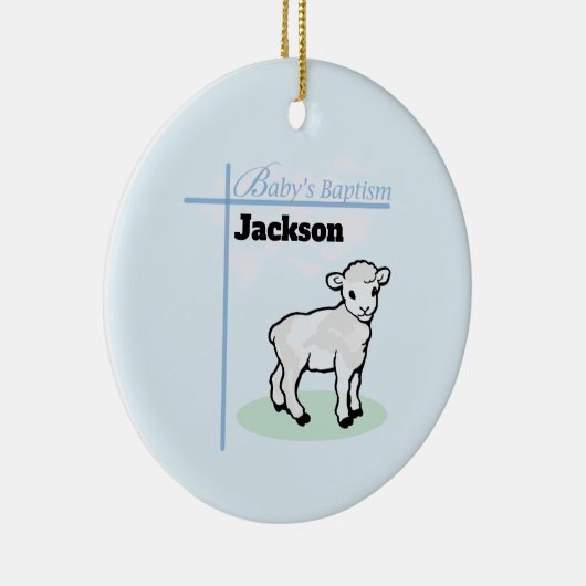 Baptism Blue Boy Lamb,  Keramisch Ornament (Rechts)