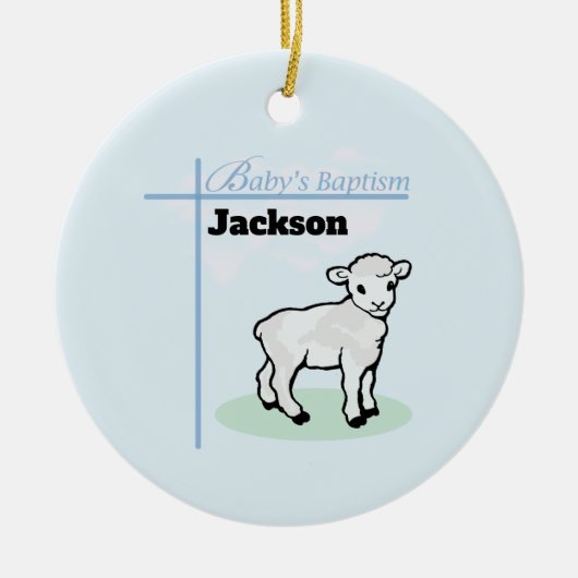 Baptism Blue Boy Lamb,  Keramisch Ornament (Voorkant)