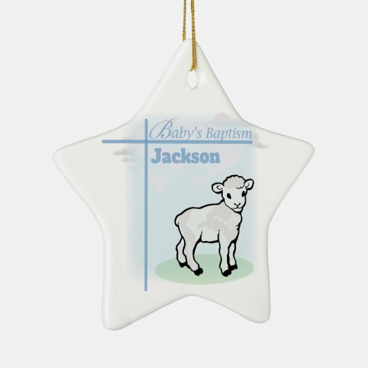 Baptism Blue Boy Lamb, Keramisch Ornament (Rechts)