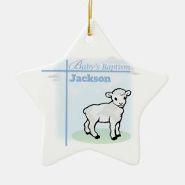 Baptism Blue Boy Lamb,  Keramisch Ornament
