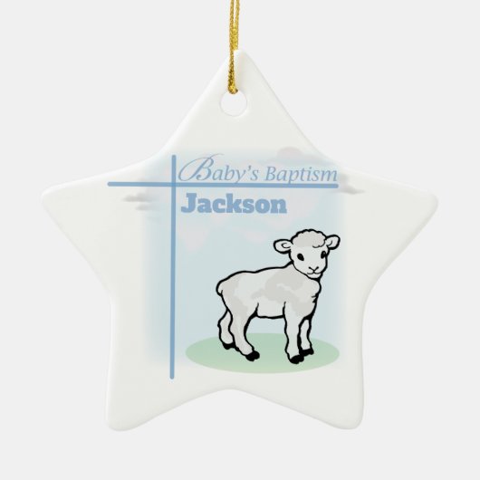 Baptism Blue Boy Lamb,  Keramisch Ornament (Voorkant)
