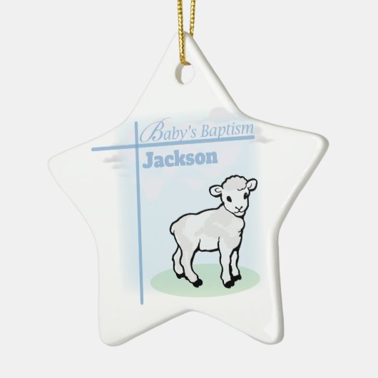 Baptism Blue Boy Lamb,  Keramisch Ornament (Links)