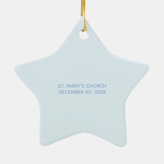 Baptism Blue Boy Lamb, Keramisch Ornament (Achterkant)