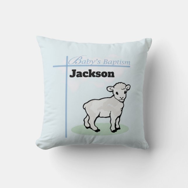Baptism Blue Boy Lamb,  Kussen (Voorkant)
