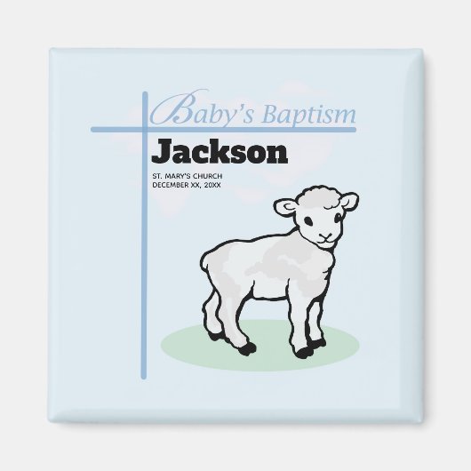 Baptism Blue Boy Lamb,  Magneet (Voorkant)