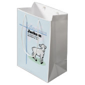 Baptism Blue Boy Lamb,  Medium Cadeauzakje (Voorkant Gekanteld)