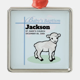 Baptism Blue Boy Lamb,  Metalen Ornament
