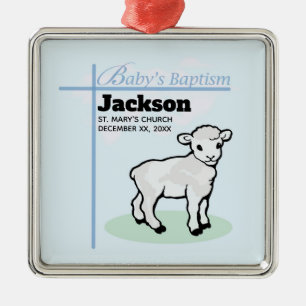 Baptism Blue Boy Lamb,  Metalen Ornament