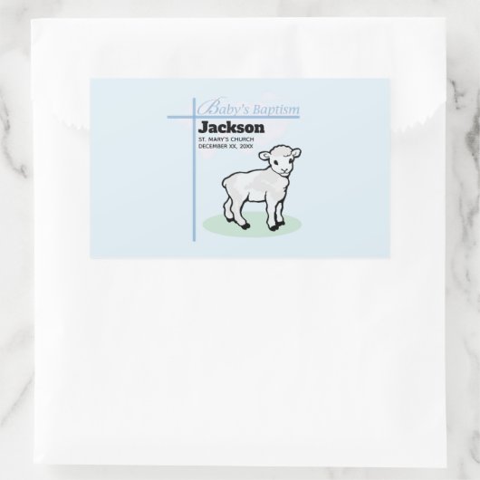 Baptism Blue Boy Lamb,  Rechthoekige Sticker (Tas)