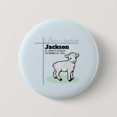 Baptism Blue Boy Lamb,  Ronde Button 5,7 Cm (Voorkant)