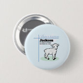 Baptism Blue Boy Lamb,  Ronde Button 5,7 Cm (Voorkant /achterkant)