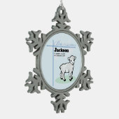 Baptism Blue Boy Lamb,  Tin Sneeuwvlok Ornament (Links)