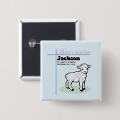 Baptism Blue Boy Lamb,  Vierkante Button 5,1 Cm (Voorkant /achterkant)