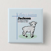 Baptism Blue Boy Lamb,  Vierkante Button 5,1 Cm (Voorkant)