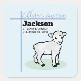 Baptism Blue Boy Lamb,  Vierkante Sticker