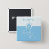 Baptism Blue Child of God, Vierkante Button 5,1 Cm (Voorkant /achterkant)
