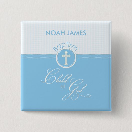 Baptism Blue Child of God, Vierkante Button 5,1 Cm (Voorkant)