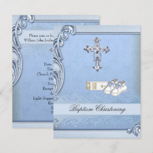 Baptism Blue Cross Boy Damask Bijbelschotels Kaart