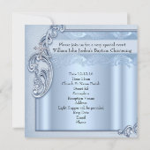 Baptism Blue Cross Boy damask christening Kaart (Achterkant)