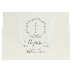 Baptism Blue en Green Leaf Wreate Groot Cadeauzakje