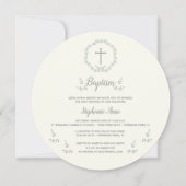 Baptism Blue en Green Leaf Wreate Kaart (Voorkant)