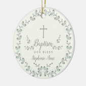 Baptism Blue en Green Leaf Wreate Keramisch Ornament (Links)
