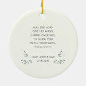 Baptism Blue en Green Leaf Wreate Keramisch Ornament (Achterkant)