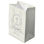 Baptism Blue en Green Leaf Wreate Medium Cadeauzakje (Achterkant Gekanteld)