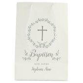 Baptism Blue en Green Leaf Wreate Medium Cadeauzakje (Achterkant)