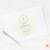 Baptism Blue en Green Leaf Wreate Ronde Sticker (Envelop)