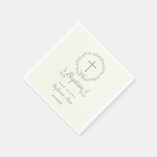 Baptism Blue en Green Leaf Wreate Servet (Hoek)