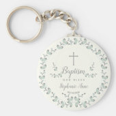 Baptism Blue en Green Leaf Wreate Sleutelhanger (Voorkant)
