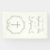 Baptism Blue en Green Leaf Wreate Spandoek (Horizontaal)