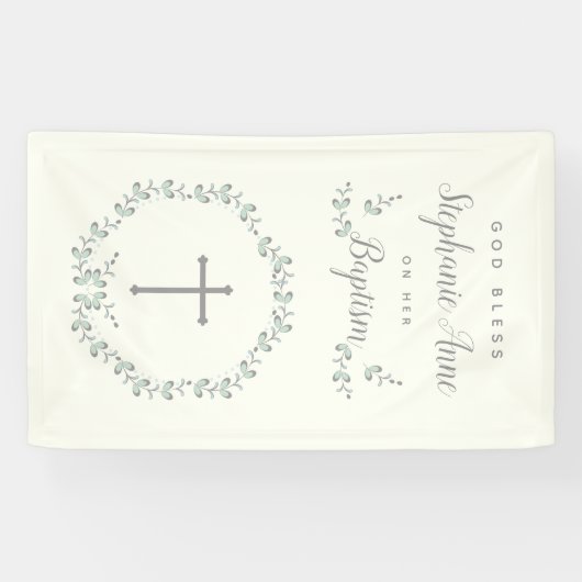 Baptism Blue en Green Leaf Wreate Spandoek (Horizontaal)