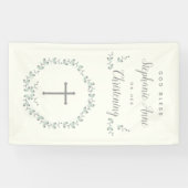 Baptism Blue en Green Leaf Wreate Spandoek (Horizontaal)