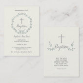 Baptism Blue en Green Leaf Wreate Visitekaartje (Voorkant / Achterkant)