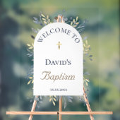 Baptism blue foliage clear welcome sign acryl bord (Neutraal)