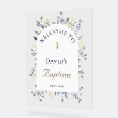 Baptism blue foliage clear welcome sign acryl bord (Hoek)