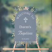 Baptism blue foliage clear welcome sign acryl bord (Neutraal)