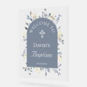 Baptism blue foliage clear welcome sign acryl bord (Hoek)