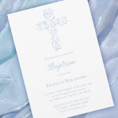 Baptism blue foliage cross  kaart