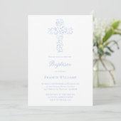 Baptism blue foliage cross  kaart (Staand voorkant)