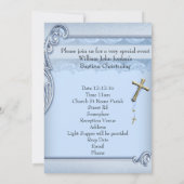 Baptism Blue Gold Cross Boy Christening 2 Kaart (Achterkant)